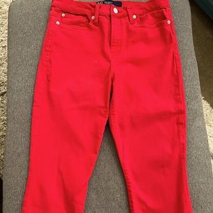 Red skinny ankle jean with stretch. Waist is 29 /size 8.